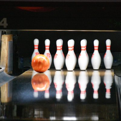 Ball of bowling with the pins